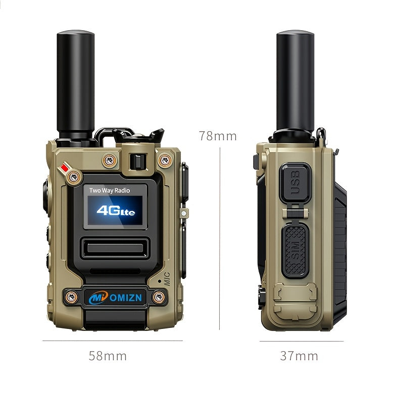 Global Walkie Talkie 5000 Km Real-Time Call, Two-Way Radio PTT with Flashlight, Aluminum Alloy Body, Includes 2.4G/3G/4G/5G and Other Functions, Rechargeable Battery, 172 Countries Coverage, Portable Wireless Mobilizer for Hi