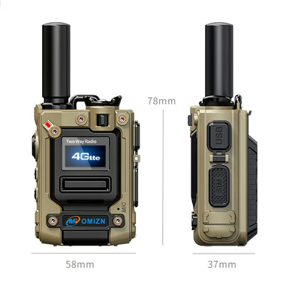 Global Walkie Talkie 5000 Km Real-Time Call, Two-Way Radio PTT with Flashlight, Aluminum Alloy Body, Includes 2.4G/3G/4G/5G and Other Functions, Rechargeable Battery, 172 Countries Coverage, Portable Wireless Mobilizer for Hi