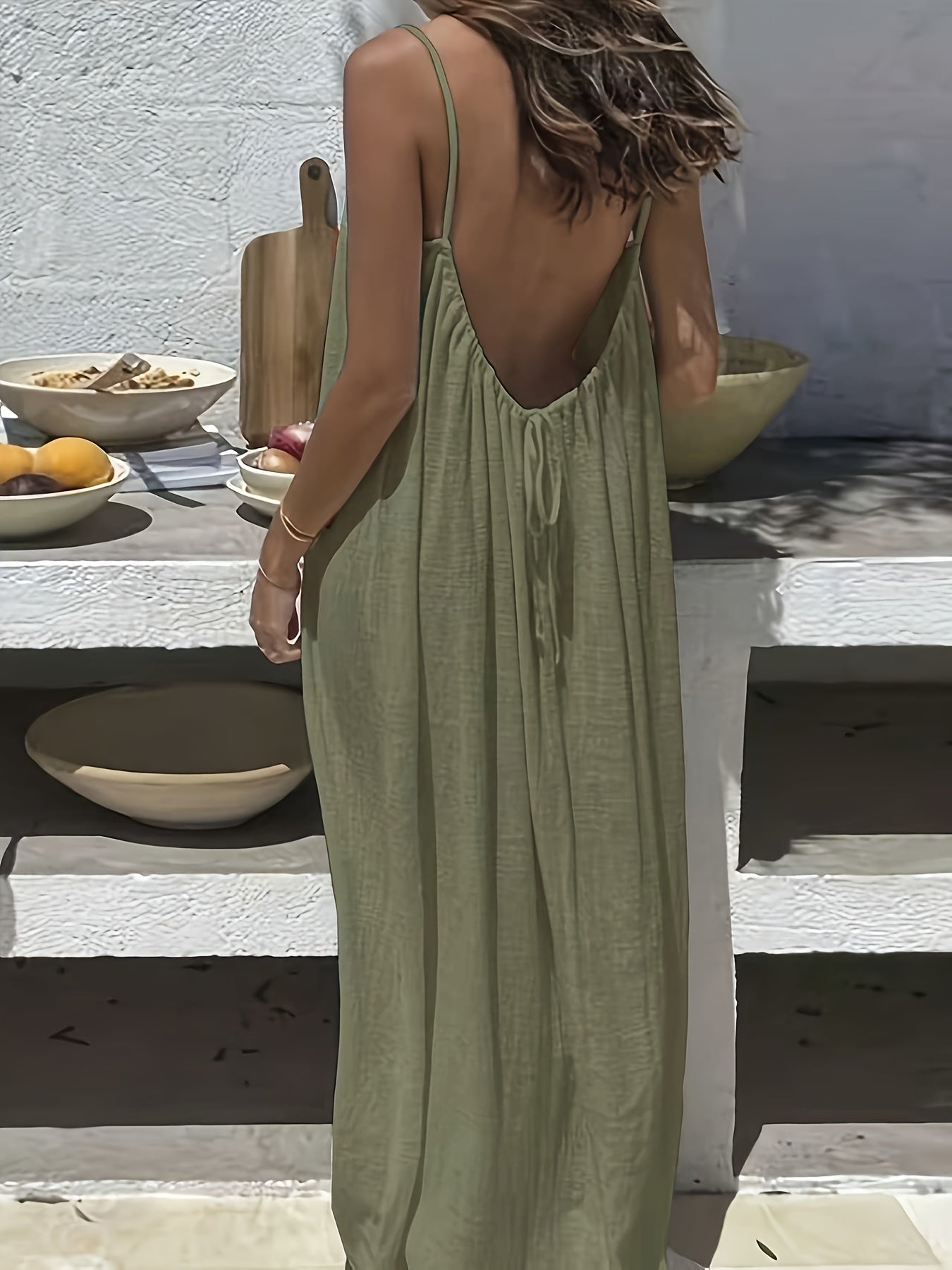 Women'S Lightweight Halter Neck Maxi Dress - Sleeveless, Loose Fit, Backless Design with Tie Detail, Perfect for Spring/Summer Vacations, Casual Beachwear|Backless Dress| Texture
