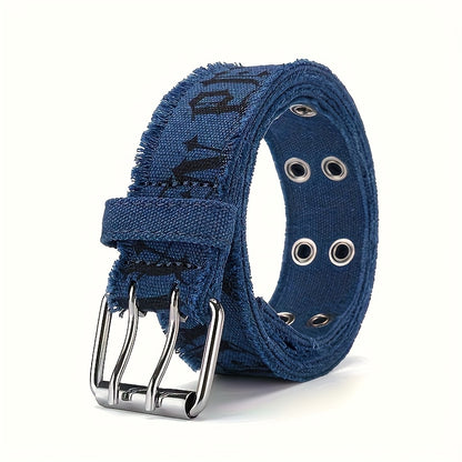 Women'S High-Waisted Denim Waist Belt with Embossed Geometric Pattern - Double-Breasted Casual & Sporty Belt, Black, Perfect for Jeans or Dresses, Versatile Fashion Accessory, Highwaisted Belt
