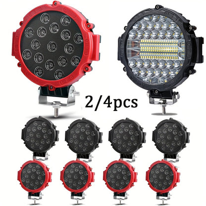 2/4pcs 7 Inch Round LED Lights Pods Bar LED Driving Lamps SUV Offroad Truck