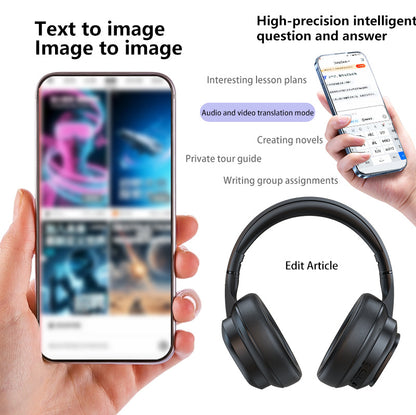 New hybrid active noise-cancelling headphones(with touchscreen), intelligent AI translation, remote control photography, wireless headphones with microphone, soft ear pads, multiple EQ bass, comfortable fit ear cups, suitable