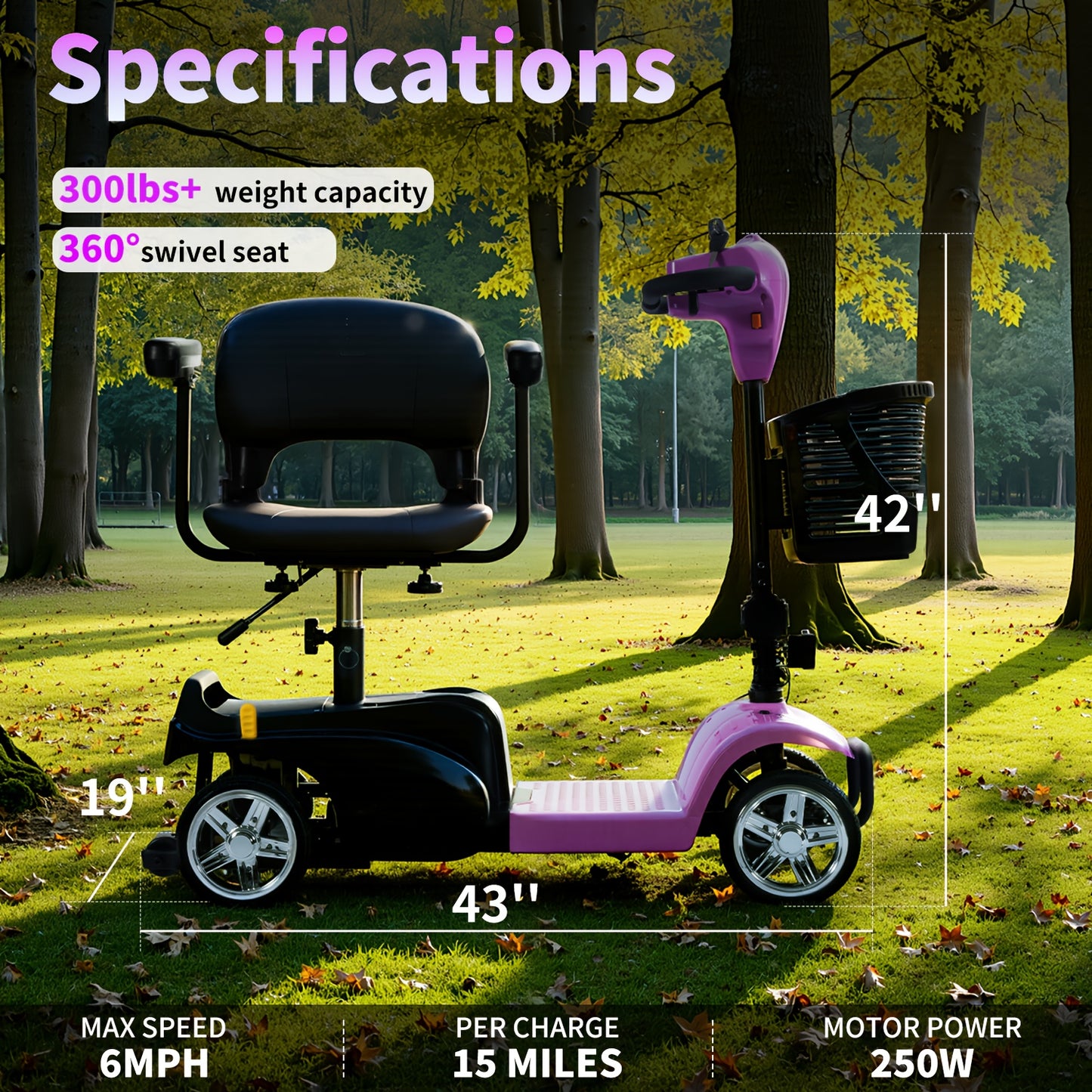 A Foldable Electric Scooter. This 250W, 24V 15Ah Daily Commute Scooter Is Equipped with A Buzzer And A Detachable Basket. It Features Three Adjustable Speed Gears, with A Speed Of 6-7 Mph And A Range Of Up to 16 Miles.