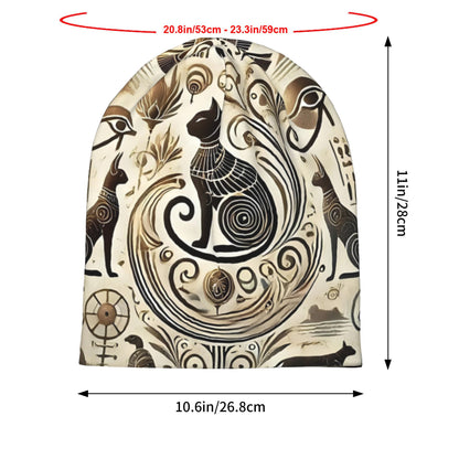 Egyptian Hieroglyphic Beanie Hat - Ancient Egyptian Symbols & Pharaohs Design, Lightweight Stretchable Unisex Skull with & Scarab Beetle Motifs, Soft Fit for &, History-Themed Accessory