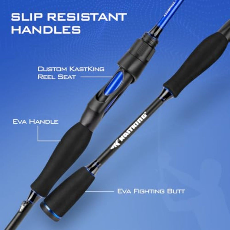 KastKing Centron Fishing Rod and Reel Combo Spinning and Baitcasting Combos IM6 Graphite 2pcs Blanks Stainless Steel Guides with Ceramic Rings Contoured EVA Handles and Fighting Butt