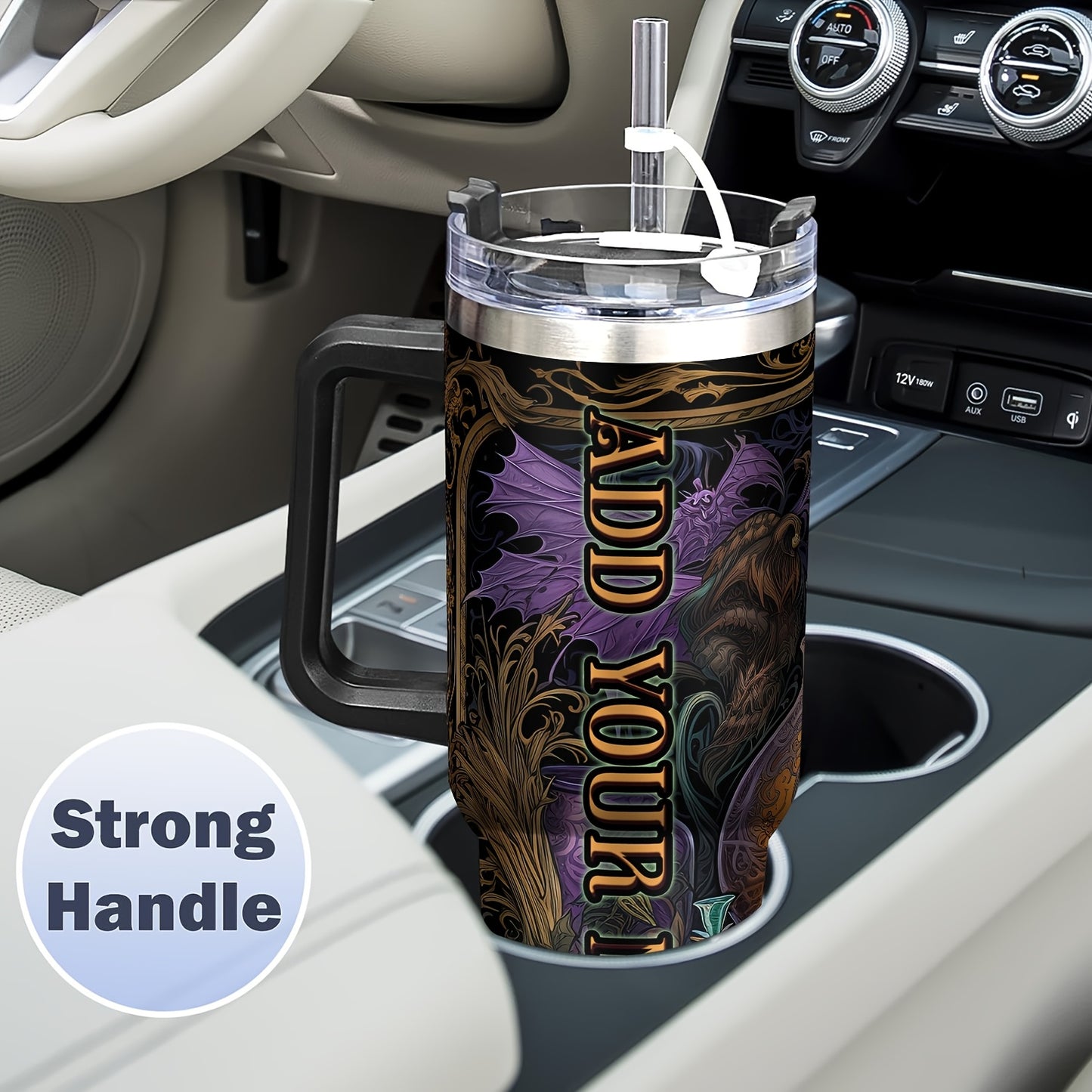 1pc MISVAN Magic Potion-Themed Tumbler with Your Name/Text - Double-Wall Vacuum Insulated Stainless, Straw & Handle, Travel Mug Suitable for Adults, Ideal for Christmas, Halloween Gifts, Magic-Themed Drinkware
