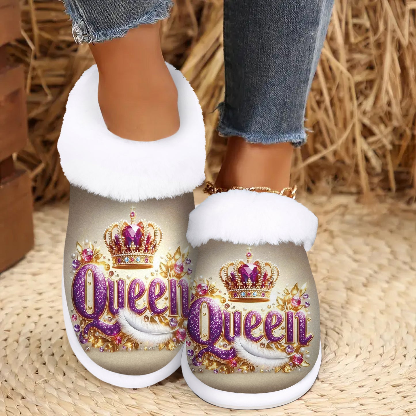 [Non-Slip Slippers] Women'S Slip-On House Shoes - Non-Slip Rubber Sole, Soft Fuzzy Interior Lining, Machine Washable Indoor/Outdoor Slippers - All-Season Cozy Footwear for Home, Office, Spa - Easy Slip-On Design with Non-Slip