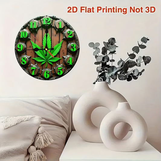 The 2D Plane "Welcome to Our Joint Space And Relax!" Four-Leaf Clover-Themed Wall Clock Features a Silent Quartz Movement. It Is an Ideal Choice for Wall Decoration, an Excellent Gift for Birthdays, Christmas And Halloween