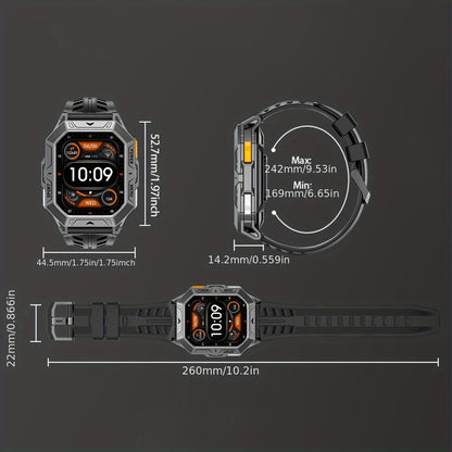 LIGE Smartwatch for men, IPX8 High Quality, 2.13-inch AMOLED screen, 100+ Sport mode, wireless call, Weather Display, 850mAh battery, 100 days of battery life, Sports Watch for iPhone and Android, black/grey
