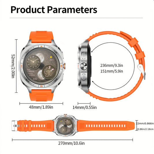 [GPS Precise Positioning Smartwatch ] 1.46-inch high-definition large screen smartwatch! Built-in GPS for precise trajectory recording during running, cycling and outdoor exploration. High Quality, wireless 5.4 calls, 800mAh