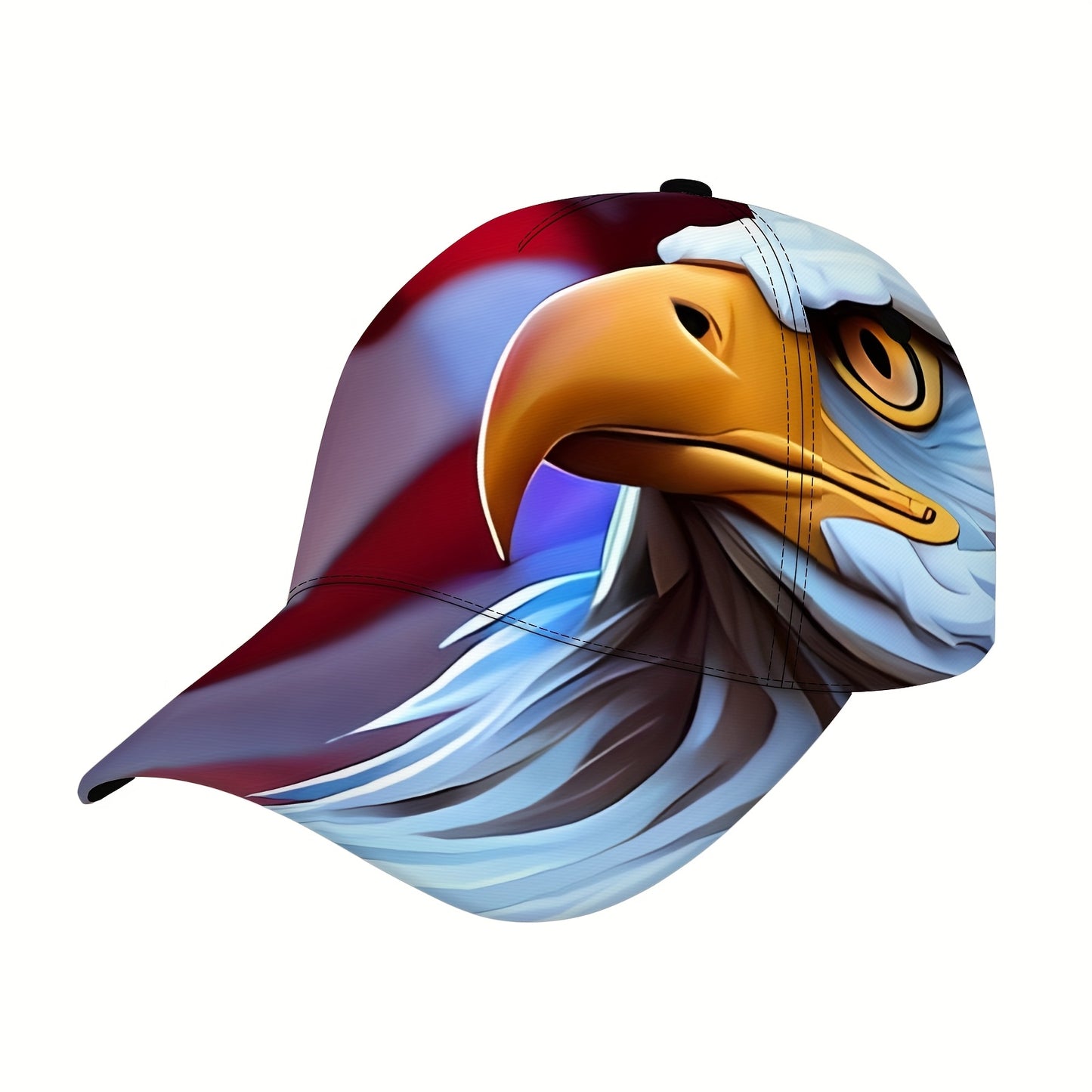 Ideal Valentine's Day Gift - 1pc Baseball Cap - Eagle Head & American Flag Design - 100% Polyester - Breathable & Lightweight - Adjustable Sports Cap for Outdoor Activities, Skateboarding, Cycling - Machine Washable