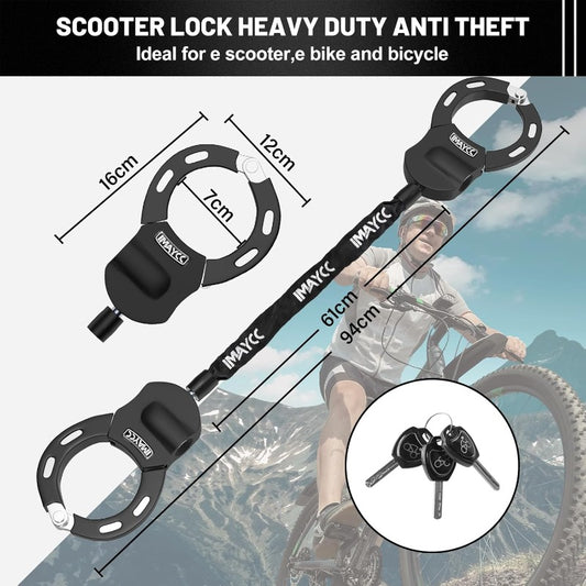 Heavy-Duty Anti-Theft Electric Scooter & Bike Lock with Key - Bike Chain Lock with Heavy Duty Construction, Anti-Theft Security, Compatible with Segway, Ninebot, Electric Scooters, Bicycles - Includes 2 Keys, Cable & Padlock