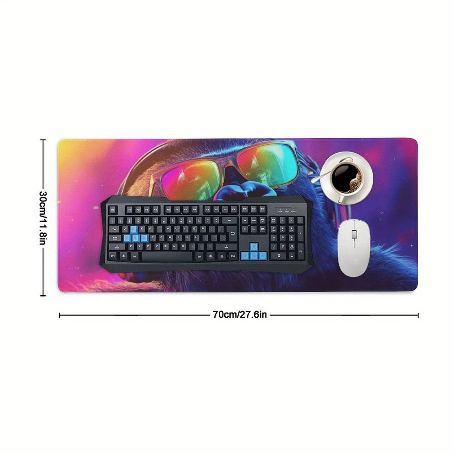 Large Gorilla DJ Mouse Pad & Desk Mat - Non-Slip Washable Rubber Base, Neon Gorilla Headphones & DJ Turntable Design, Gaming/Office Computer Mat for PC/Laptop, Durable Desk Accessory for Music Producers & Tech Enthusiasts