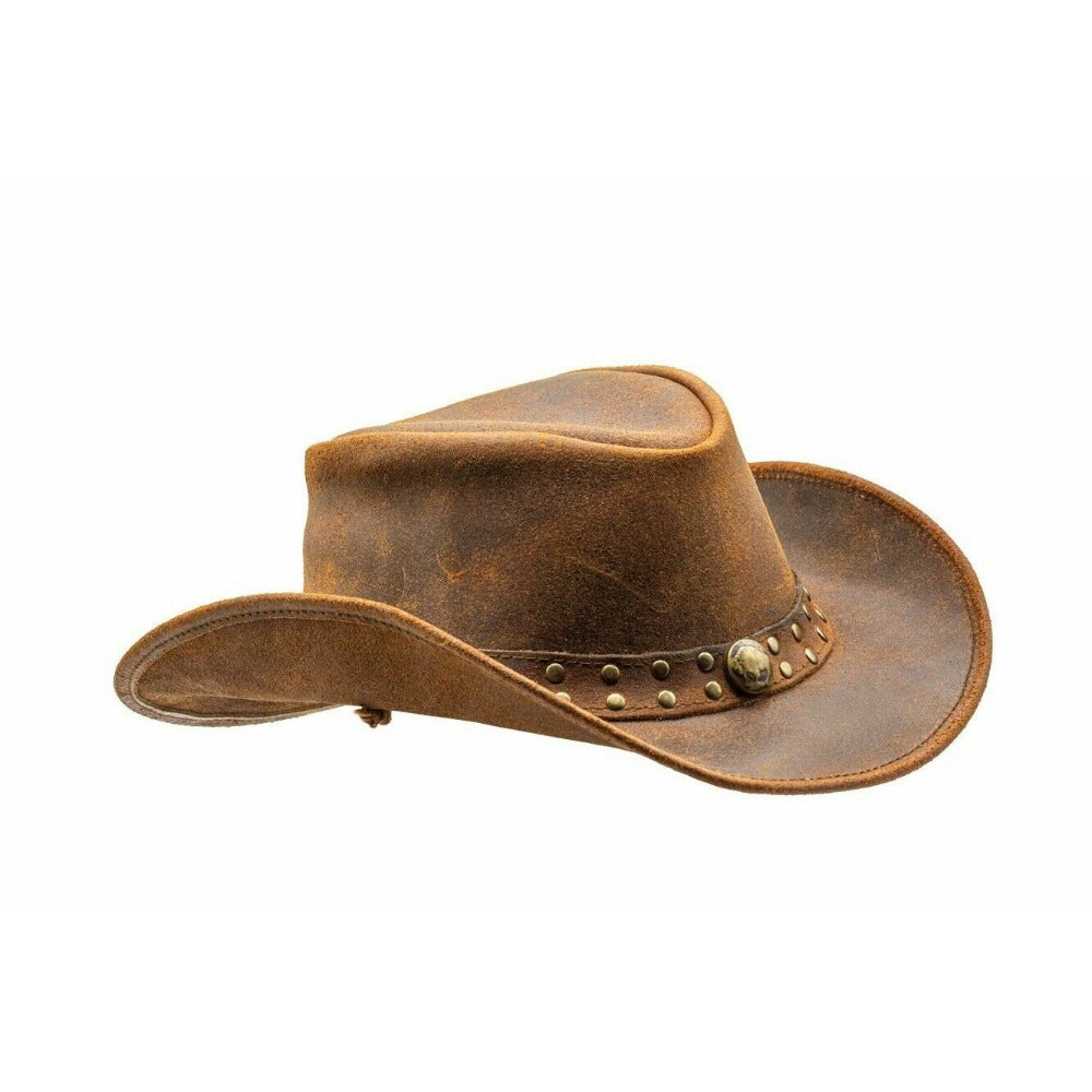 Men and Women Brown Genuine Leather Cowboy Western Hat – Classic Western Hat for Outdoor Adventures, Rodeo, Ranch, Country, Hiking, Travel, Festivals, Camping, Road Trips, Horse Riding, Costume, Halloween Parties – Stylis
