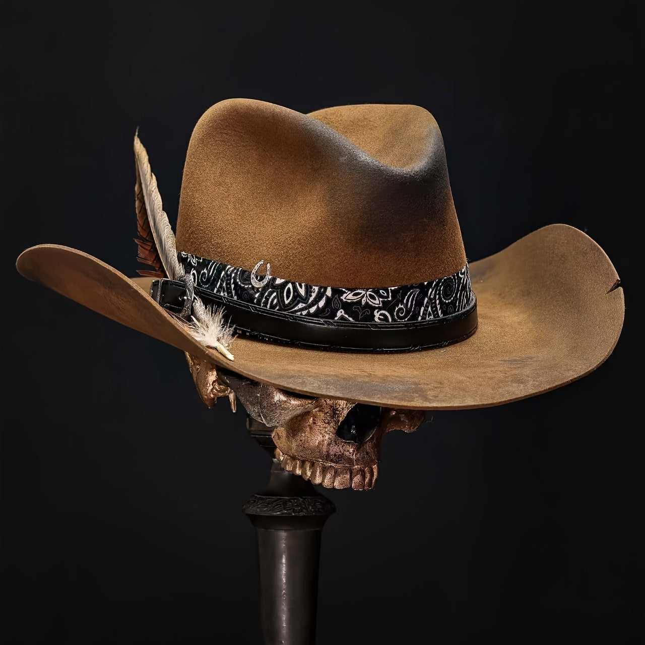 Western Cowboy Hat - Solid Felt with Wide Brim for Outdoor, Rodeo, Ranch & Casual Wear | Durable Textile Material | Iconic for cowboy & Western-Themed Events