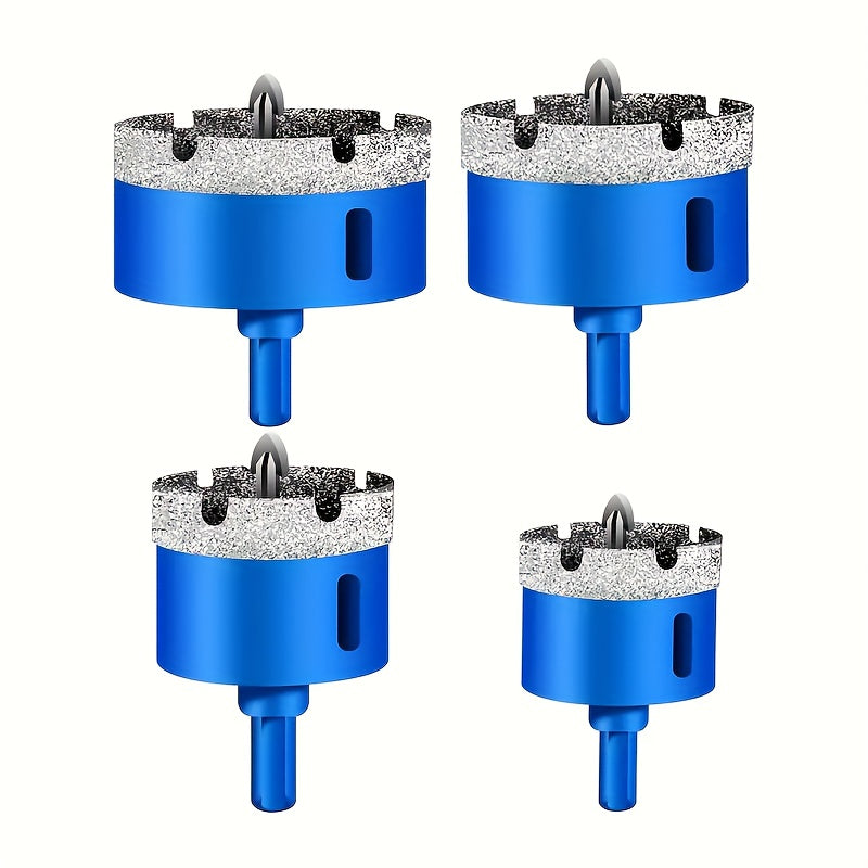 Dual Wet and Dry 18mm-35mm Diamond Hole Saw with Positioning Drill, Blue Surface | Suitable for Glass, Marble, Granite, Stone, and Porcelain, Each Set Includes a Wrench