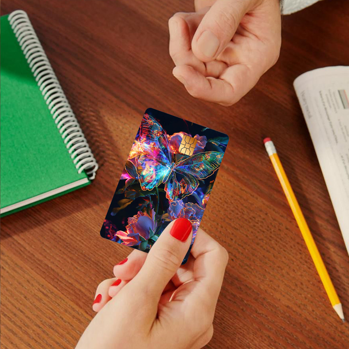 3pcs, 1pc spare Colorful Fluorescent Butterfly Pattern Sticker Set, Durable privacy stickers Suitable for Credit Cards, Transit Passes, Debit Cards, keys, and More, protects bank card