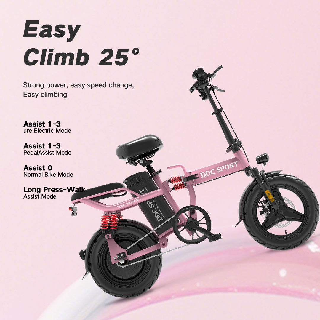 M1 Electric Bike For Adults,32 Miles Range,700W peak motor,20MPH Speed, 48V 20Ah Removable Battery, Dual Disc Brakes, Front And Rear Suspension & Commuter EBike, 14'' all-purpose tire, LCD Mileage Display