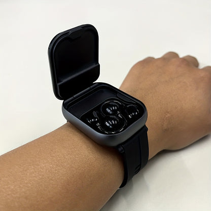 New 2-in-1 Multifunctional with Silicone Strap, Black/Silver 2 Colors Available, Supports Call Reception, 2.01-Inch HD Screen, TWS Wireless Earbuds, Birthday Gift, Valentine'S Day/father'S Day/halloween/christmas Present