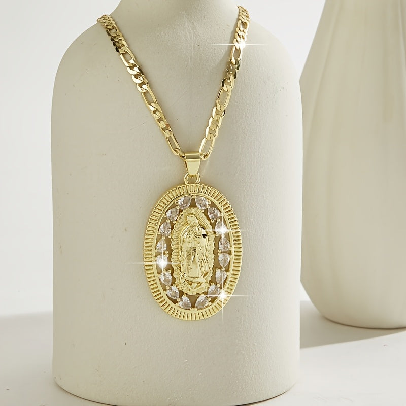 1pc Religious Jesus Christ Jewelry - 24-Inch Saint Death Pendant Necklace with Sacred Guadalupe Icon, Latin Faith Symbol for Weddings, Parties, Year-Round Wear - Women's Spanish Language Religious (Ramirez Line Collection