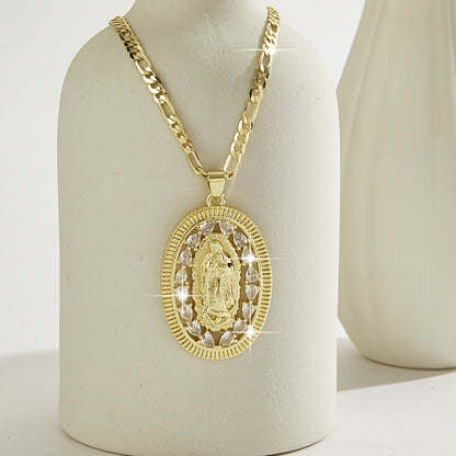 1pc Religious Jesus Christ Jewelry - 24-Inch Saint Death Pendant Necklace with Sacred Guadalupe Icon, Latin Faith Symbol for Weddings, Parties, Year-Round Wear - Women's Spanish Language Religious (Ramirez Line Collection