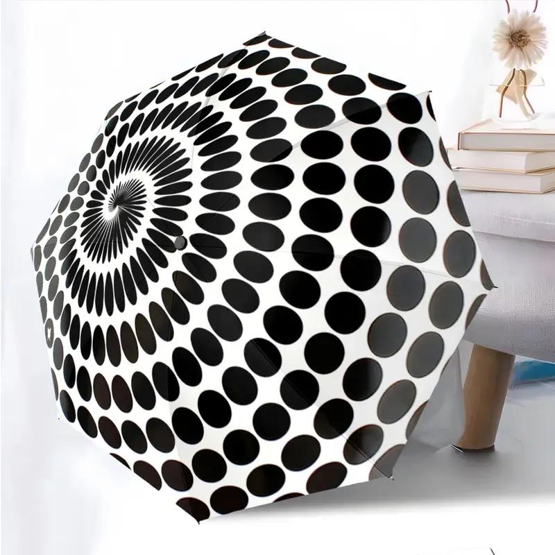 Automatic Open/Close Umbrella with 8-Rib Automatic Folding Canopy - Heavy-Duty Reinforced Frame, Compact Portable Umbrella for Travel,  &, Elegant Black Oval Design - Perfect Gift for s & (Birthday/Christmas)