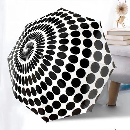 Automatic Open/Close Umbrella with 8-Rib Automatic Folding Canopy - Heavy-Duty Reinforced Frame, Compact Portable Umbrella for Travel,  &, Elegant Black Oval Design - Perfect Gift for s & (Birthday/Christmas)