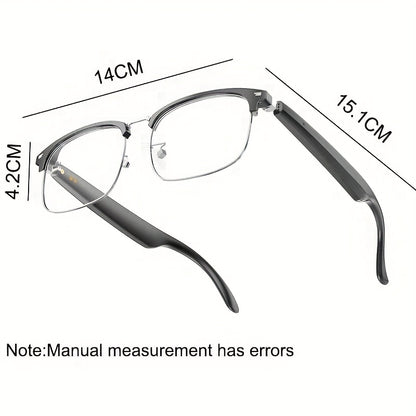 AI Smart Glasses with 160+ Language Real-Time Translation, Chat GPT System, Built-in Mic & Speaker, HD Voice Calls & Music Playback, Smart Glasses with Camera & Voice Assistant for Men & Women, USB-Powered, Compatible with Sm