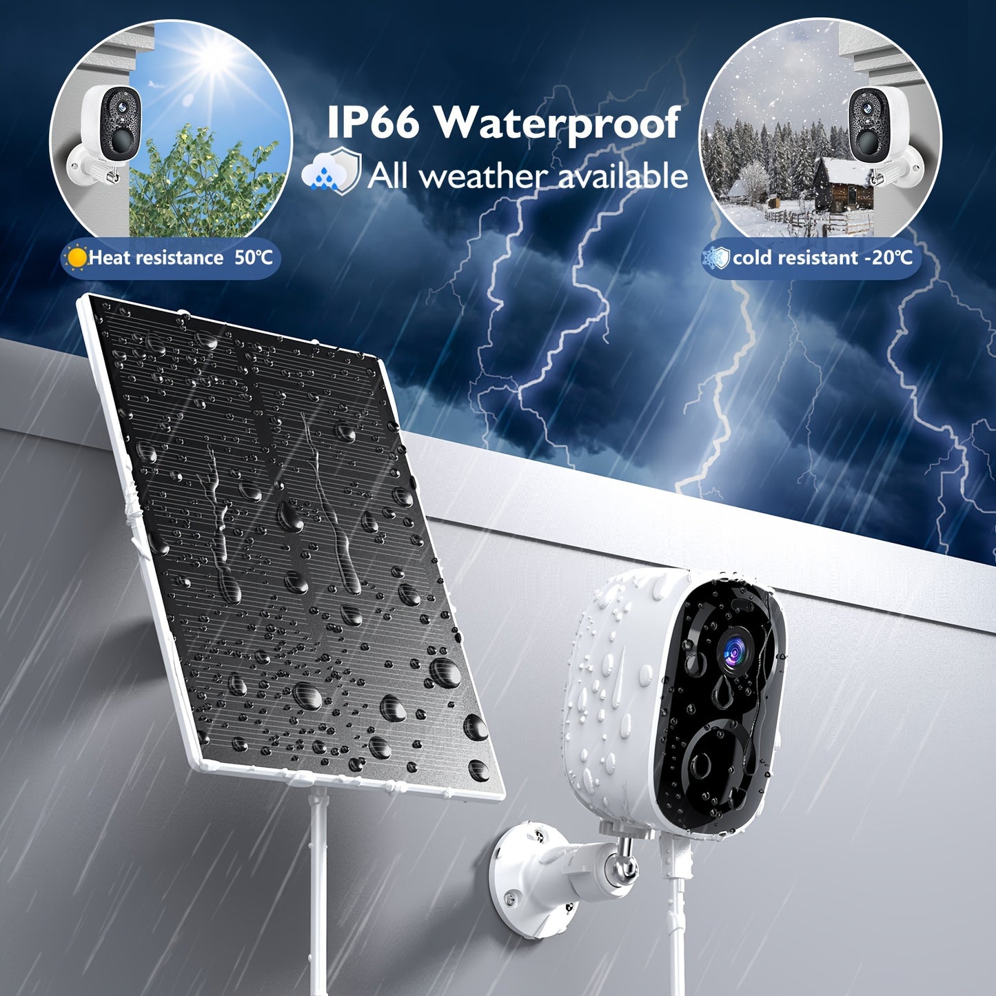8PCS Solar Powered 2K 3MP Wireless Outdoor Security Camera System - AI Motion Detection, Two-Way Voice Call, Color & Infrared Night Vision,, Battery Powered With USB Dual Use, Lithium Battery