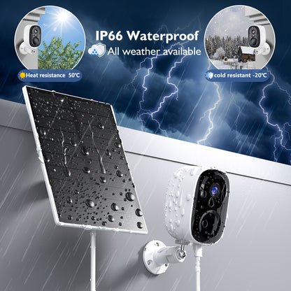 8PCS Solar Powered 2K 3MP Wireless Outdoor Security Camera System - AI Motion Detection, Two-Way Voice Call, Color & Infrared Night Vision,, Battery Powered With USB Dual Use, Lithium Battery