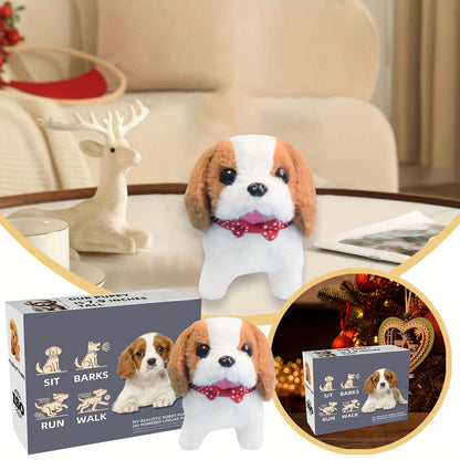 2026 Realistic Robotic Puppy - Interactive Walking & Barking Robot Dog with Expressive Eyes, Fluffy Soft Fur & Button-Controlled responses, Lifelike Companion for Adults & Teens, Brown/White Pomeranian-like Replica (-Free Ope