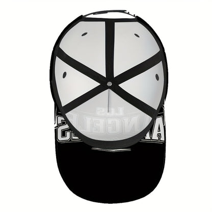 1pc 2D Los Angeles Bold Print Snapback Baseball Cap - Lightweight Adjustable Polyester Hat with Full-Body Design, Great for Outdoor Running, Sports & Casual Street Style.,  Funky Design, Urban Fashion, Comfortable Fit, Street