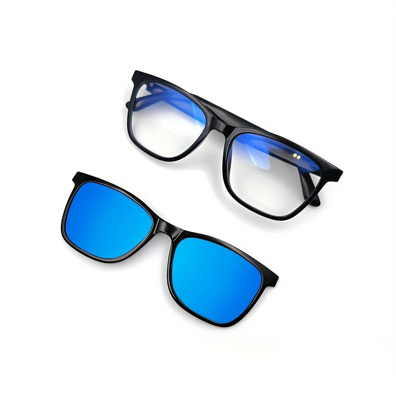Smart Glasses with Magnetic Frame, 3 Lens Colors, Built-in Microphone, HD Calling, HiFi Music, Touchpad Control, TWS Technology, Compatible with iPhone/ Android, AI Voice Assistant, USB Charging, Non-Waterproof, Ideal for Out