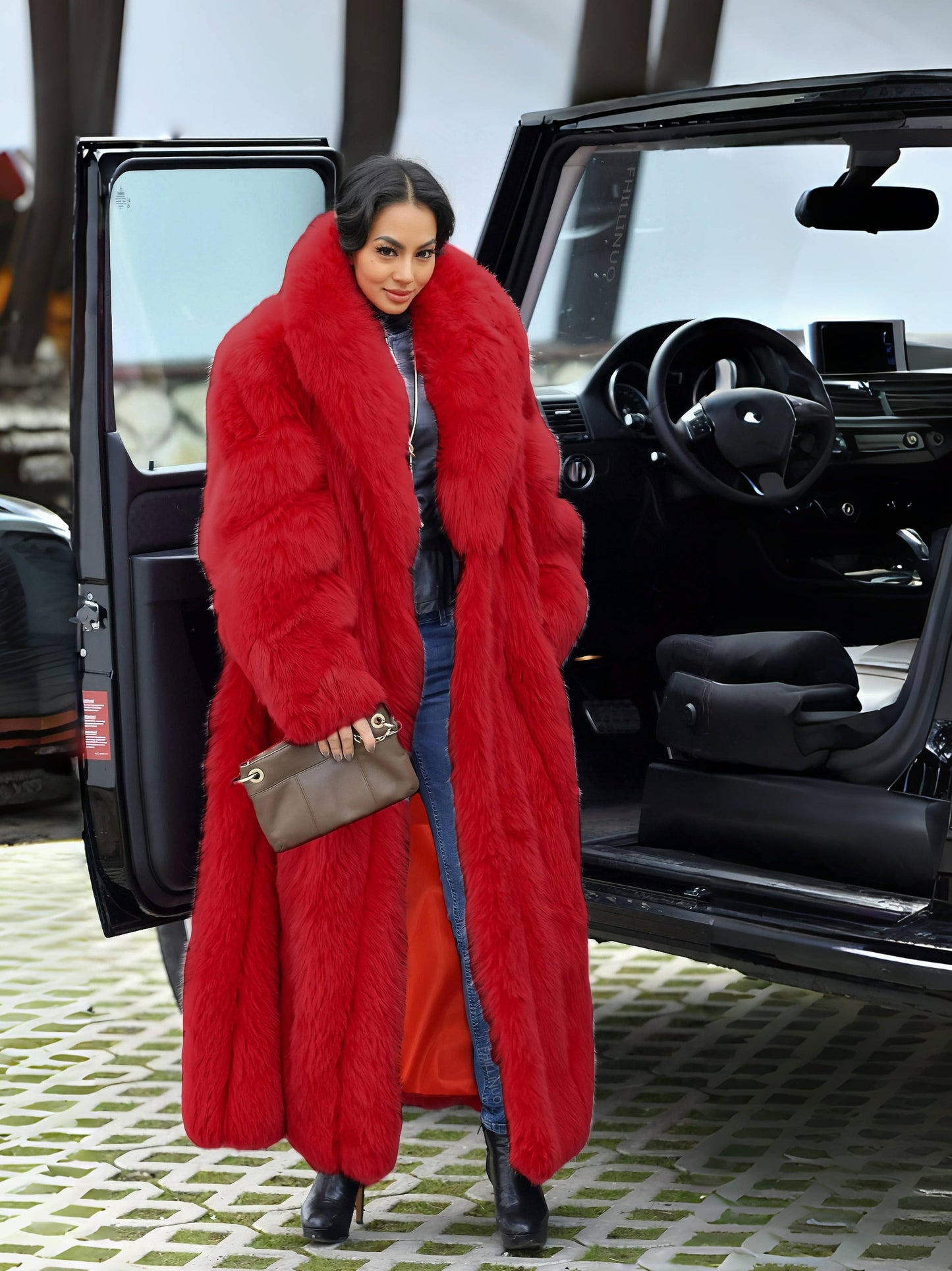 FHILLINUO Chic Women'S Faux Coat | Long Length, Solid Color, Single Breasted, with Pockets, Comfortable and Warm for Fall/Winter