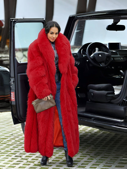 FHILLINUO Chic Women'S Faux Coat | Long Length, Solid Color, Single Breasted, with Pockets, Comfortable and Warm for Fall/Winter