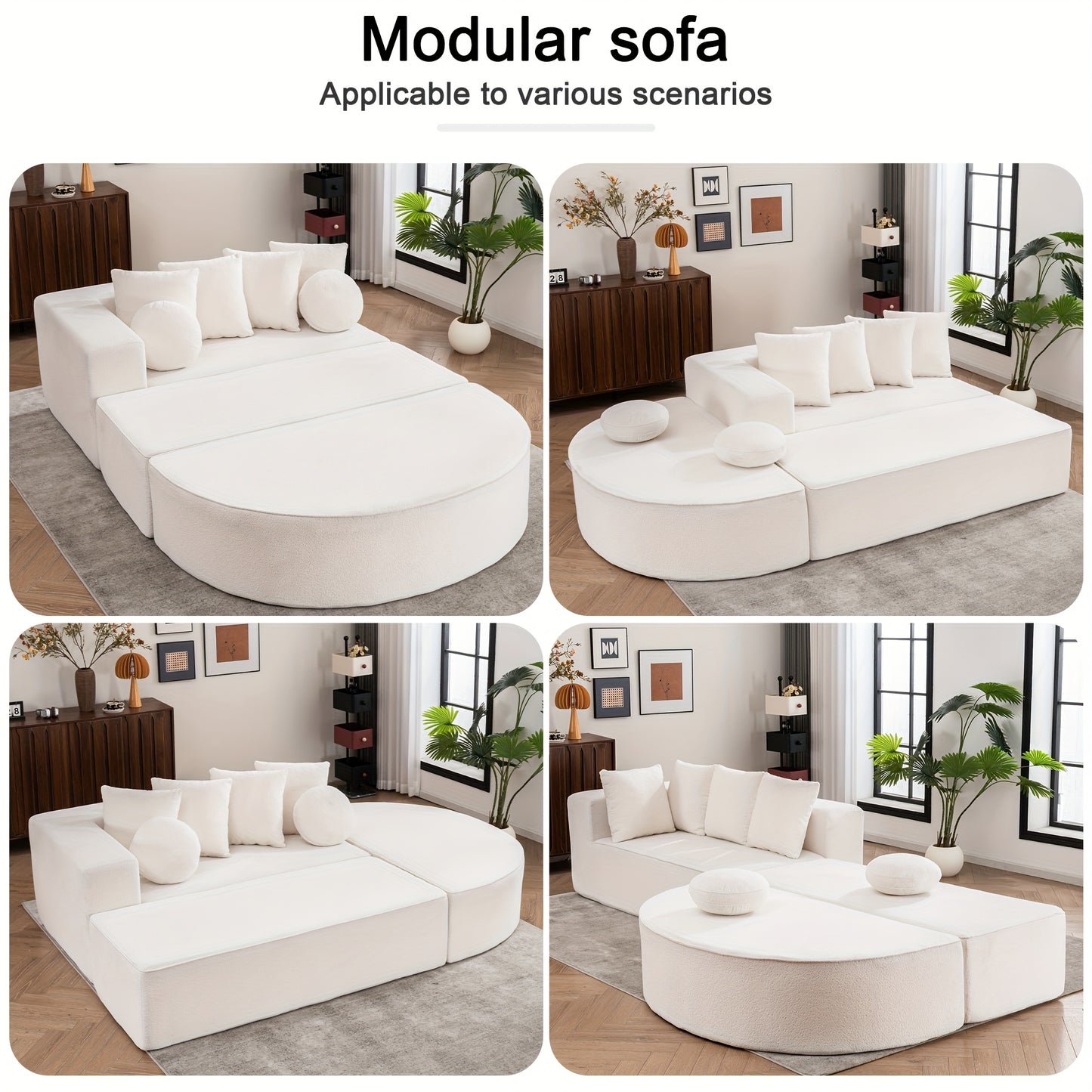 Modular Foam Sofa - No Assembly Required, Easy to Move, Modern Fabric Sofa with No Frame, Deep-Seated Design, Plush Cushions, Memory Foam Filling