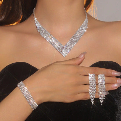 Fashion Bridal Jewelry Set, Including Necklaces, Earrings, Bracelets - Suitable For Women'S Daily Wear, Weddings, Parties, Etc. Precious jewelry holiday gifts