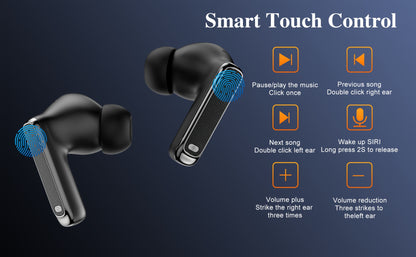 True In-Ear Wireless Headphones, Wireless 5.4, ENC Noise-Cancelling Microphone, Deep Bass, USB-C Charging, Comfortable Design, Clear HIFI Stereo Sound, Long Battery Life, Suitable for Outdoor/Work/Sports, Compatible with All