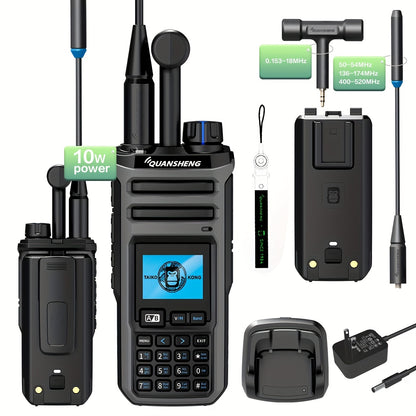 Quansheng UV-TK11 Dual Band Walkie Talkie - 10W High Power Two-Way Radio with NOAA Weather Alerts, 999 Channels, Type-C Charging & Battery, Global Intercom Compatible, Long Range Communication for Outdoor, Hiking, Emergency,