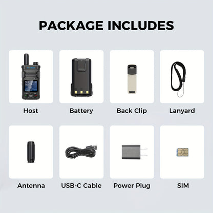 4G LTE Smartphone-like Walkie Talkie with Local SIM Card - No Monthly Fee, Unlimited Range, Global Compatibility (2.4G/3G/4G/5G), Noise-Canceling Mic & Clear Audio, - for Outdoor, Construction, Events, Large Groups (World
