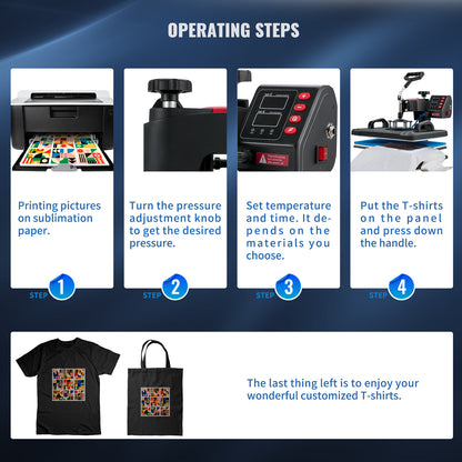 VEVOR Heat Press, 5 in 1 Heat Press 12x15 Machine Machine, Digital Precise Temperature Control, Clamshell Sublimation Transfer Printer Fast Heat-up, Vinyl Heat Press for Mug Cup T-Shirt Plate, 900W