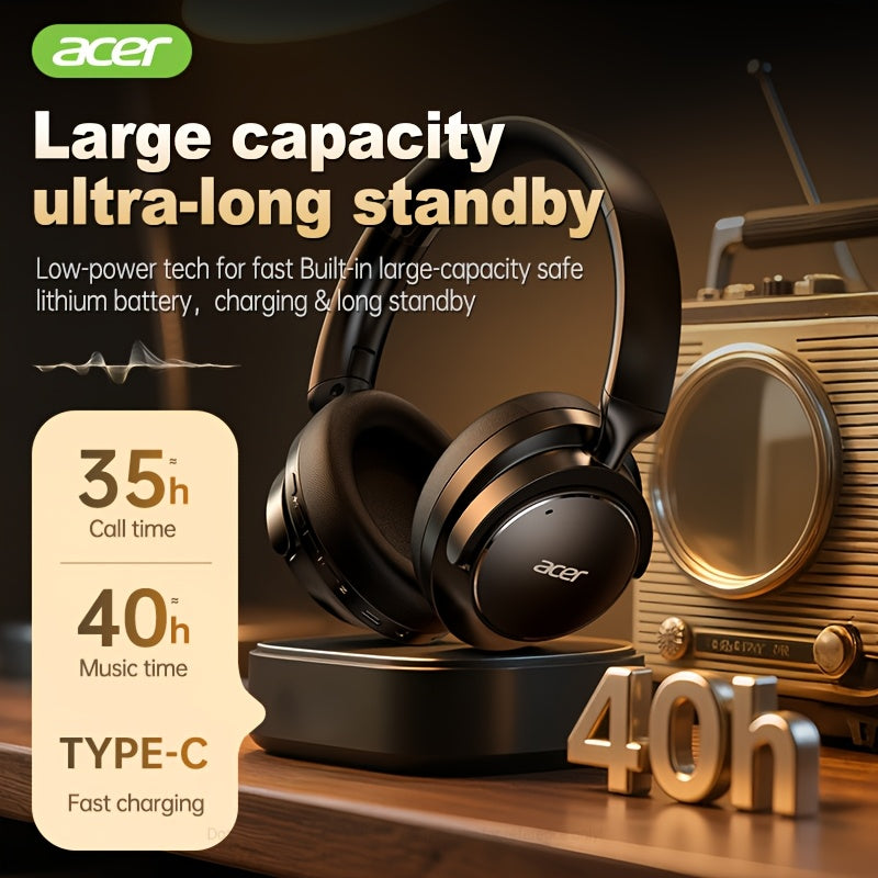 Acer OHR560 OWS Headset ACS panoramic sound shocking bass Ultra-long battery life Game low latency Comfortable to wear Portable and foldable Learning/Business/Travel/Sports/Phone/Music Halloween/Christmas Gift Recommendation,