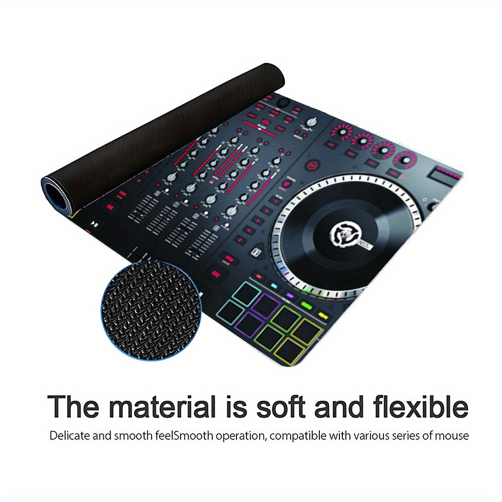 1pc Dj Controller Style Mouse Pad Mouse Pad & Ultra Smooth Keyboard Pad - Non-Slip Rubber Base, Stitched Edges Design, Suitable for Office, Home Computer Accessories, Durable Stitched Edges, Smooth Surface