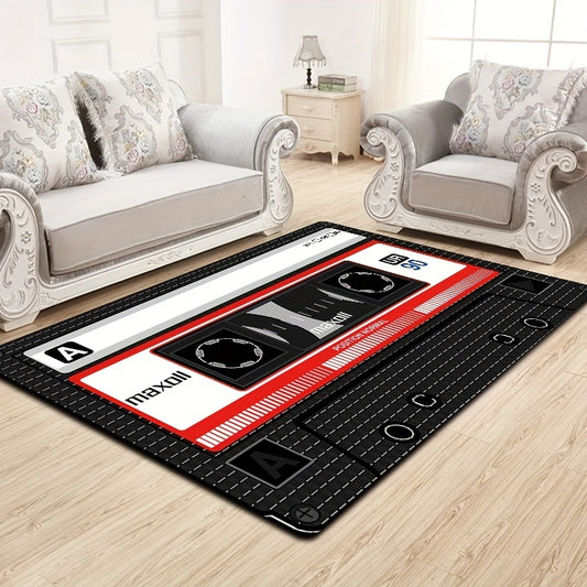 1Pc mat, 2D flat printing, vintage cassette tape, Anti-Slip, fashionable home door carpet, comfortable cushioning - machine washable suitable for living room, bedroom, laundry room, kitchen home decoration, suitable for festi