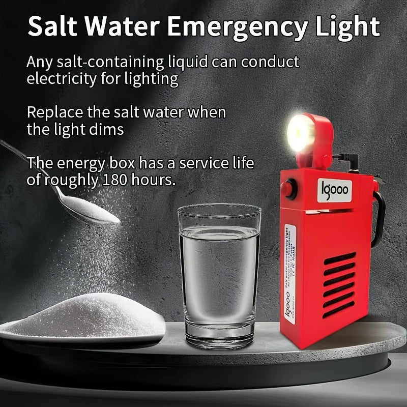 1pc Salt Water Emergency Lantern - Battery-Free, Water-Powered Flashlight with 220H Runtime, Reusable Survival Light for Camping, Tactical Use, Fishing