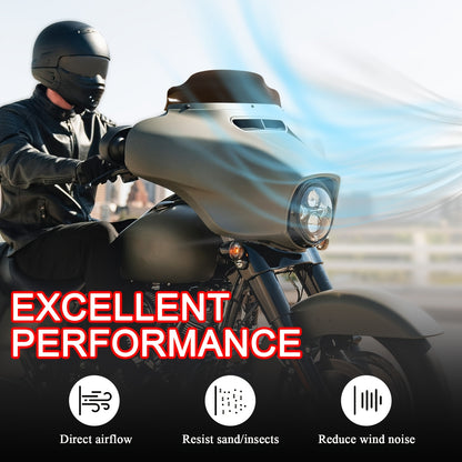 6-Inch Wave Windshield Windscreen Wind Splitter Suitable for Harley Touring Models from 1996 to 2013, Including Street Glide, Electra Glide, Tri Glide, And Ultra Classic Glide, Available in Black, Clear, Or Smoke