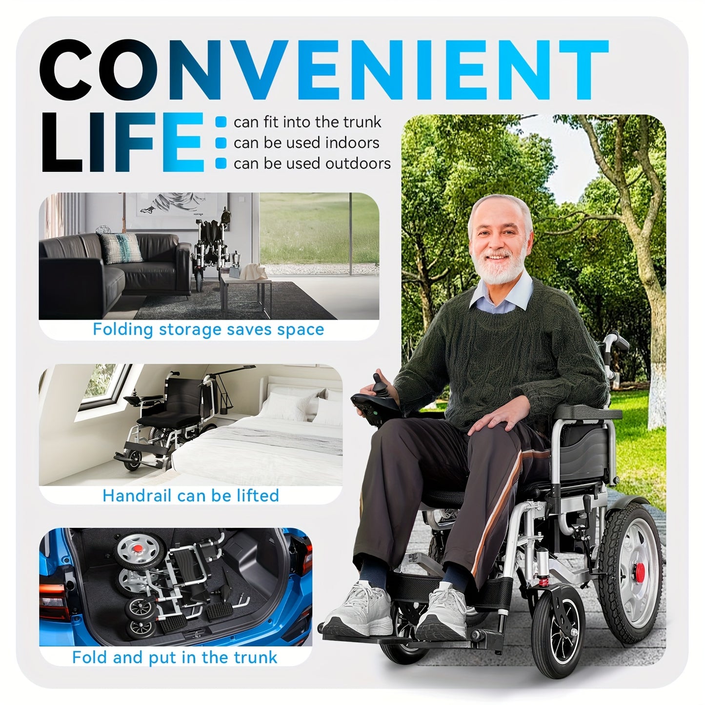 HOMYKING Ultra-Lightweight Electric Wheelchair, 360° Flexible Joystick Control, One-Second Foldable Design, 17-Mile Range, 3.5 MPH Max Speed - Perfect For Adults & Seniors - Ideal For Travel & Home Use