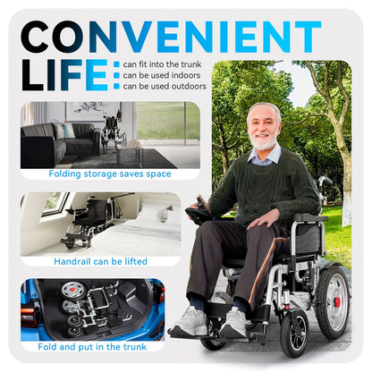 HOMYKING Ultra-Lightweight Electric Wheelchair, 360° Flexible Joystick Control, One-Second Foldable Design, 17-Mile Range, 3.5 MPH Max Speed - Perfect For Adults & Seniors - Ideal For Travel & Home Use