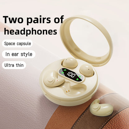 2 Pairs Of In Ear Wireless Wireless Earbuds, Invisible Mini Sleep Earbuds, Long Battery Life, Comfortable To Wear, High Fidelity Sound Quality, Intelligent Noise Reduction, Bass Loop, Touch Control, Digital Display Screen, Of