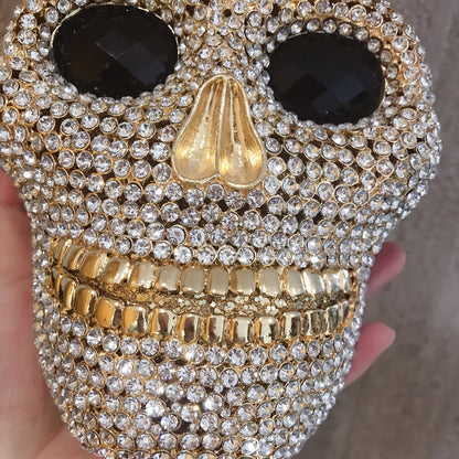 Ladies 3D Skull Evening Bag Rhinestone Clutch Bag Prom Party Small Square Bag